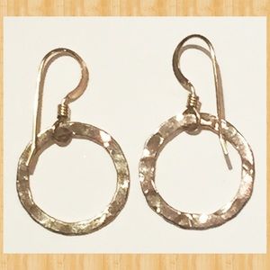Small gold hanging hoop earrings
