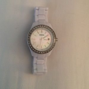 Fossil Watch! White, barely worn, stainless steel