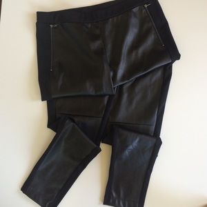 Black faux leather front skinny leggings
