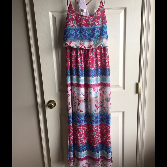 🆕Patchwork Blue/Pink Maxi Dress size Med - Picture 2 of 3