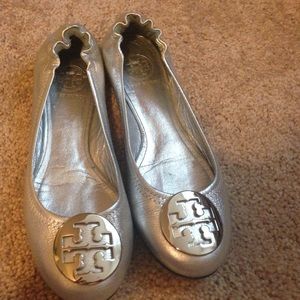 Like new silver Tory Burch Reva flats