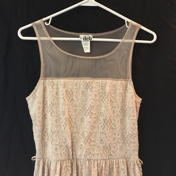 Pink lacy dress with sheer top