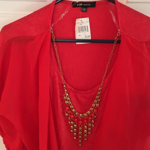 Chiffon outer w/ built-in cami & necklace - Picture 2 of 2