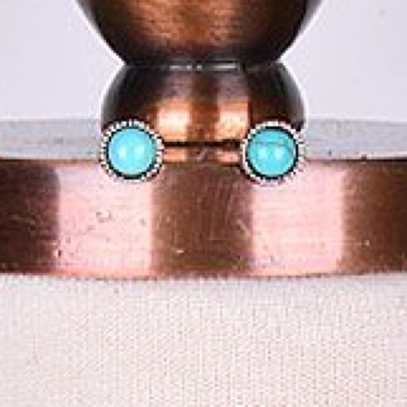 Faux turquoise silver plate squash blossom choker - Picture 2 of 2