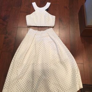 NBD Ivory Two Piece Midi Skirt and Crop Top NWT!
