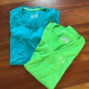 2 Under Armour shirts, together, small and XS