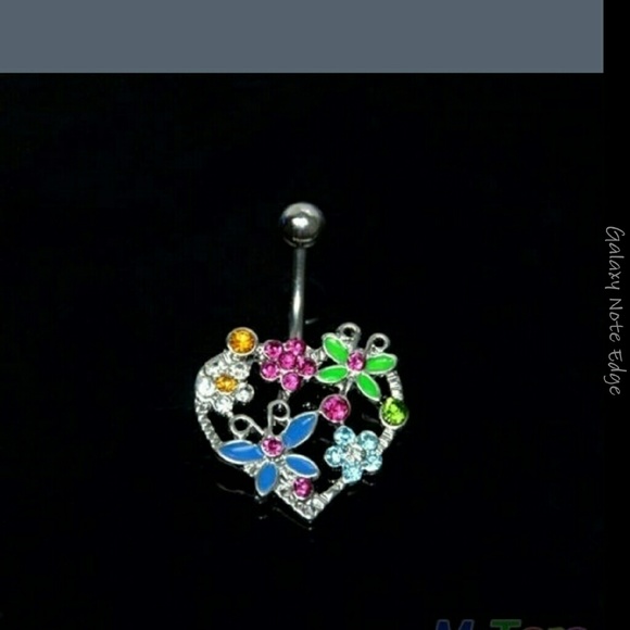 Butterfly flower heart shape belly ring