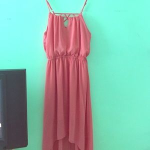 Cinched High-Low Caged Back Flowey Dress!