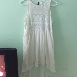 White Crocheted High-Low Sheer Dress!