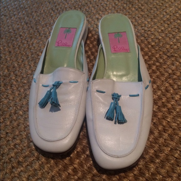 LILLY PULITZER Leather Slides w:Tassels EUC 8M