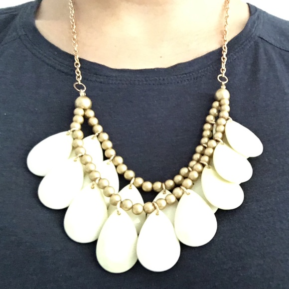 White and gold statement necklace