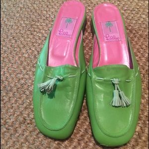 LILLY PULITZER Leather Slides w:Tassels EUC 8M