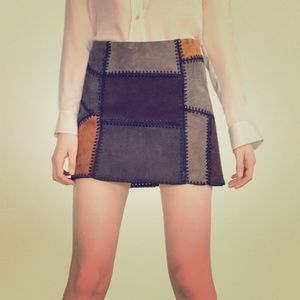 Zara patchwork leather mini skirt.