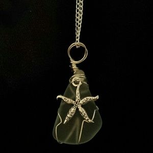 Sea Glass Pendant Wire Wrapped with Necklace