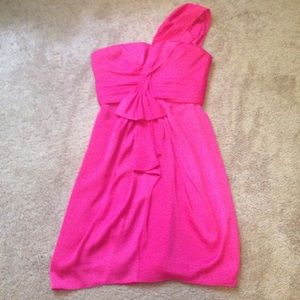 Pink BCBG one shoulder dress