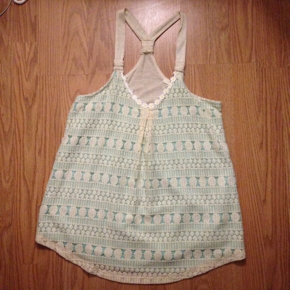 Flowy tank top with crochet overlay