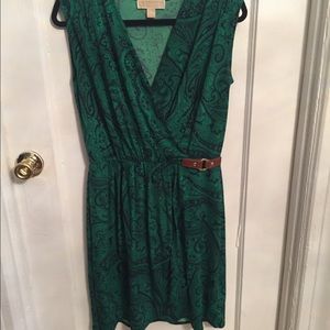 Green Paisley Faux Wrap Dress by Michael Kors