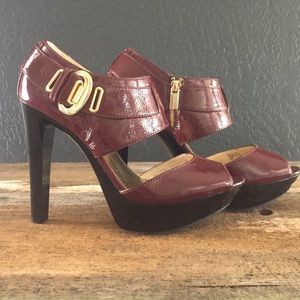 Burgundy Patent Leather 5 in. Stiletto Platform