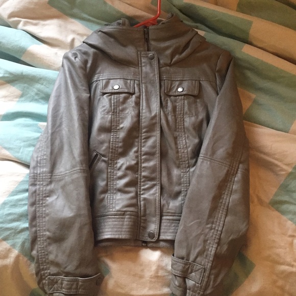 Gray leather jacket