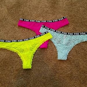 PINK Leopard lace thongs set of 3 NWOT