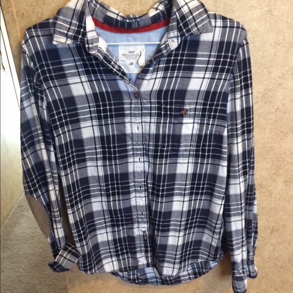 H&M long sleeve button up with cute elbow patches