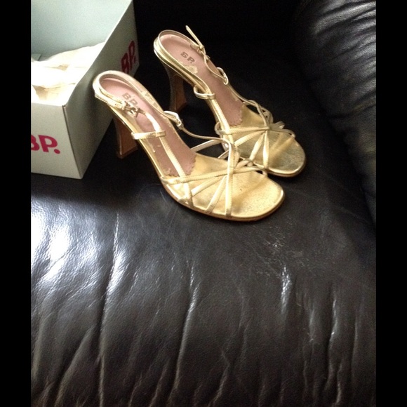 BP Lauren gold strappy heels