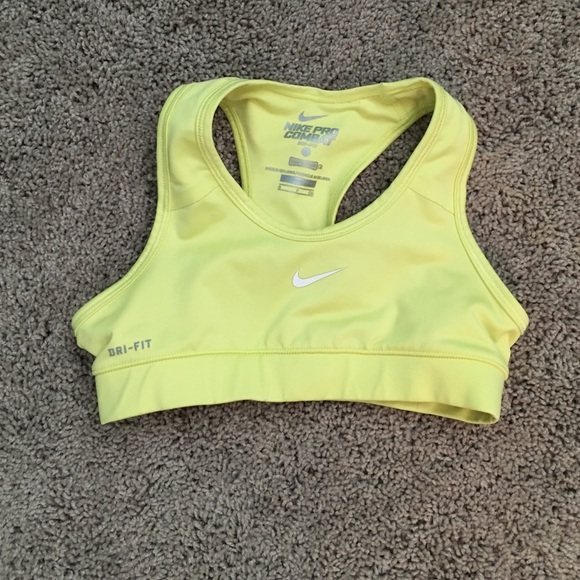 yellow Nike pro sports bra