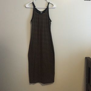 Green and black stripped dress