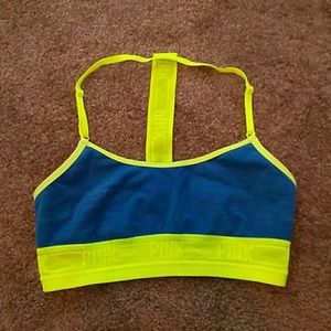 PINK logo T-back cotton bralette