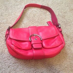Red leather coach mini bag