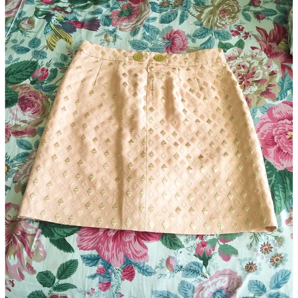 NWOT, JCrew Peach & Gold Silk Skirt - Picture 3 of 4
