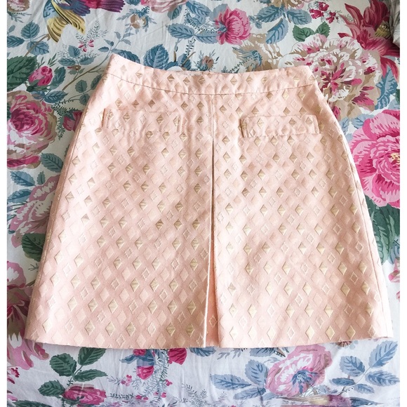 NWOT, JCrew Peach & Gold Silk Skirt - Picture 2 of 4
