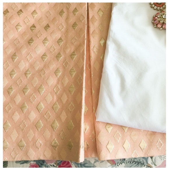 NWOT, JCrew Peach & Gold Silk Skirt - Picture 4 of 4