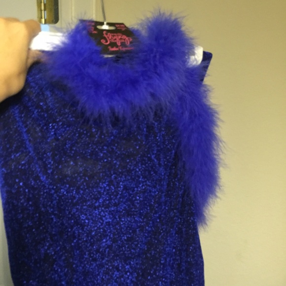 Long blue strapless gown - Picture 1 of 3