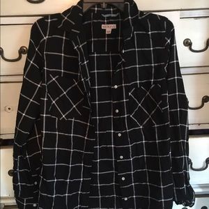 Black and White Button-Down Blouse