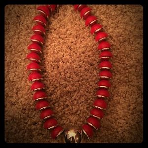 Vintage red and silver statement piece necklace