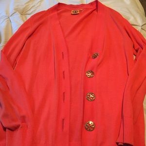 Authentic Tory Burch Orange Cardigan Size L🌺🌺🌺
