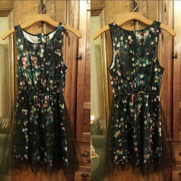 H&M polka dot mini dress with tulle overlay - Picture 3 of 4