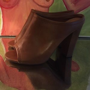 Cognac open toe heeled mules from Target.