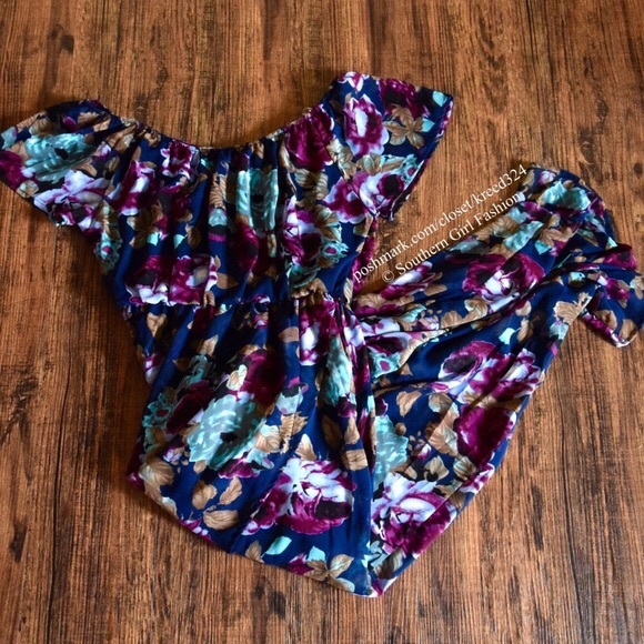 FLORAL MAXI Off the Shoulder Draped Printed Dress - Picture 2 of 4