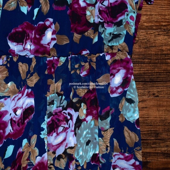 FLORAL MAXI Off the Shoulder Draped Printed Dress - Picture 3 of 4