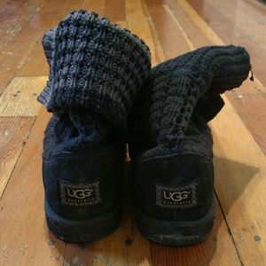 UGG Women's Leland Sweater Boots Black/Gray Sz 9