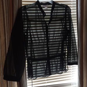 Ann Taylor sheer polka dot button down