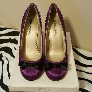 Purple satin heels