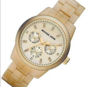 Michael Kor's Pearl Faced Gold Watch, New Battery