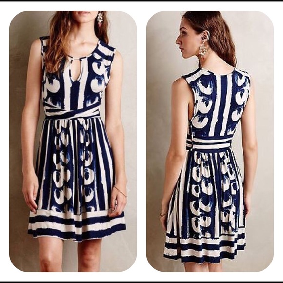 Sennebec Dress in Navy and White by Maeve