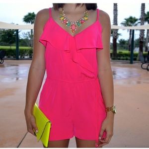American Eagle Hot Pink Ruffle Romper