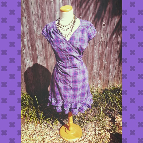 Converse Plaid Purple Wrap Dress