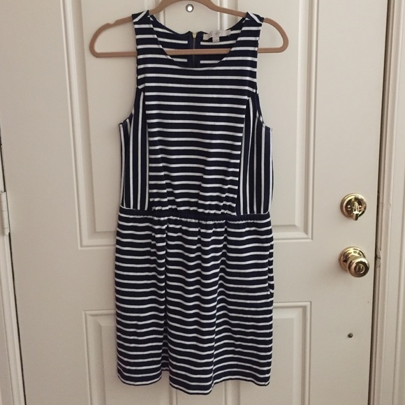 LOFT navy striped dress