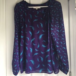 Ann Taylor Loft Sheer Long Sleeve Top